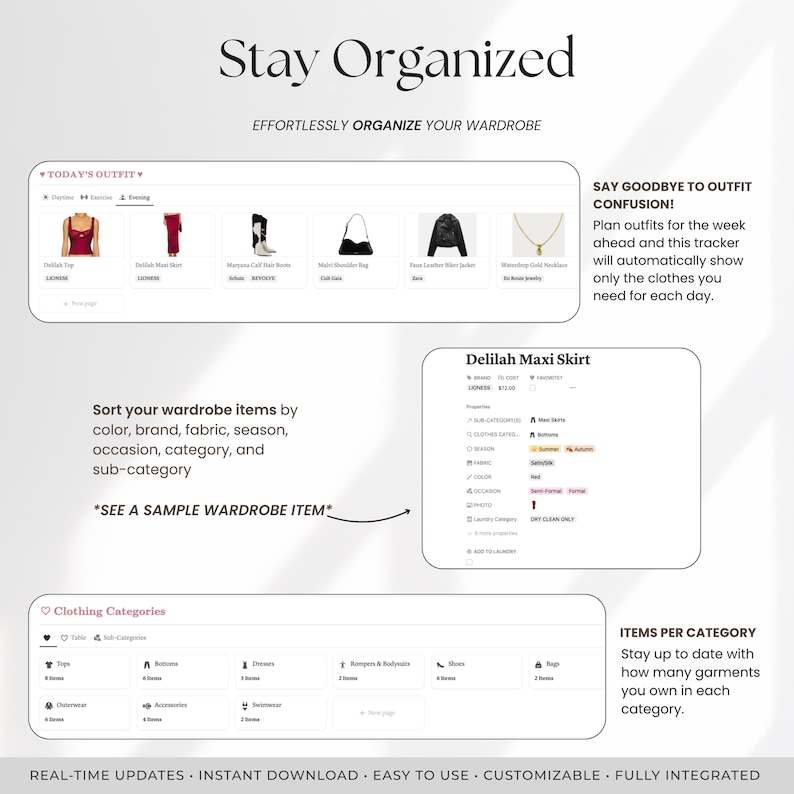 Notion Wardrobe Manager Template | Outfit Planner & Digital Closet ...