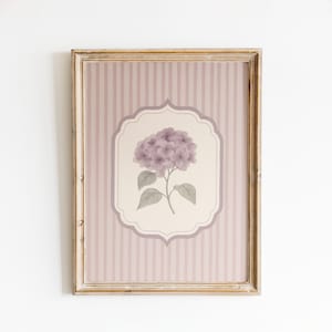 Purple Hydrangea Flower Wall Art – Vintage Botanical Floral Print Poster