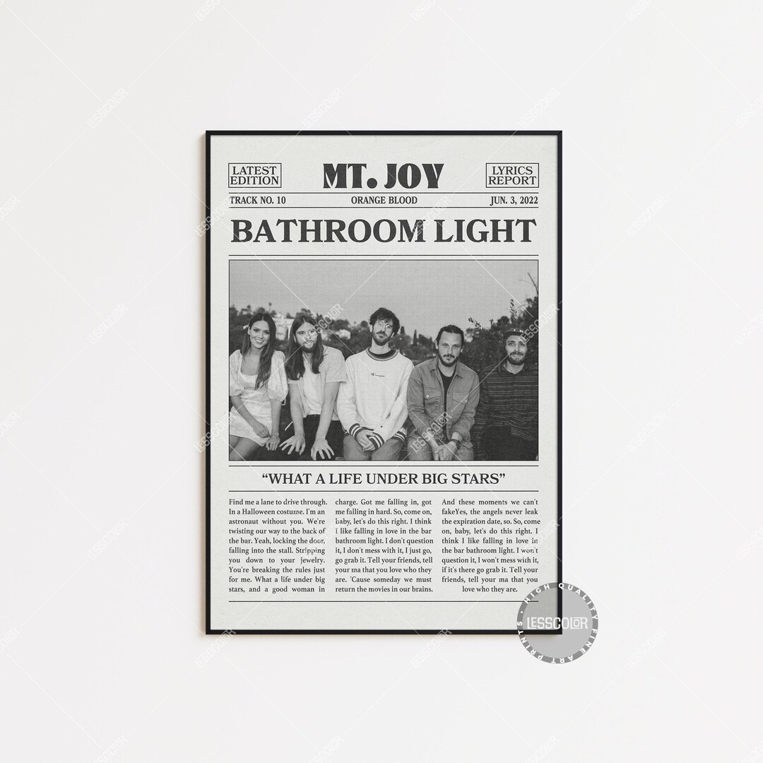 Mt. Joy Retro Newspaper Print, Bathroom Light Poster, Bathroom Light ...