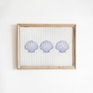Coastal Blue Shell Trio – Beachy Nursery Wall Art Print