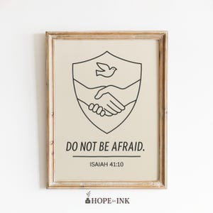 Do Not Be Afraid Poster – Isaiah 41:10 Bible Verse Print, Christian Minimalist Wall Art, Peace and Protection Scripture Decor