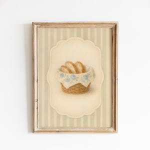Stampa di un cestino del pane francese – Decorazione da parete per cucina in stile rustico