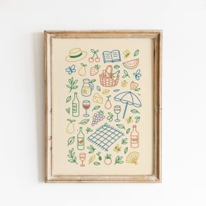 Summer Picnic Poster – Colorful Wine & Fruit Wall Art