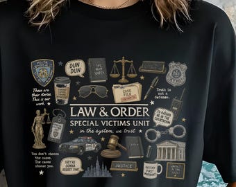 Law & Order Special Victims Unit icons T-shirt | NYPD detective legal crime design