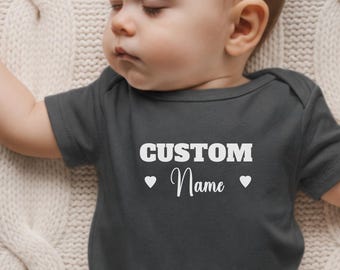 Custom Name Hearts Infant Bodysuit | Personalized Baby Onesie
