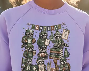 Cute Raccoon Football Players T-Shirt/Sweatshirt | Comfort Colors Kawaii Sports Illustration
