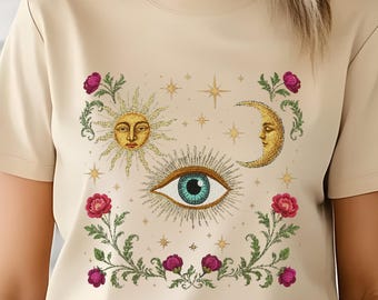 All-Seeing Eye Tee | Sun Moon Floral Esoteric Shirt