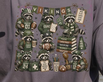 Football Team Raccoon Graphic T-Shirt & Sweatshirt | Comfort Colors Personalized Team Shirt