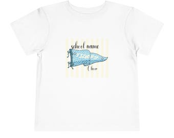 School Mascot Polka Dot Pendant Toddler T-shirt | Name School Pennant Tee
