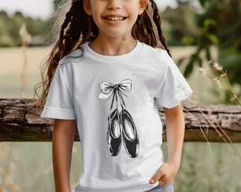 Toddler Ballet Slippers Kids Tee, Dance Shirt, Ballerina T-Shirt, Girls Ballet Clothes, Ballet Gift, Children's Dance Wear