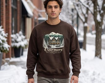 Evermore Vermont Lodge Cabin Sweatshirt | Winter Mountain Cabin Crewneck