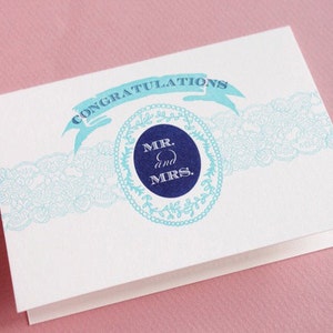 Congratulations Mr. and Mrs. Letterpressed Printed Single Blank Card image 2