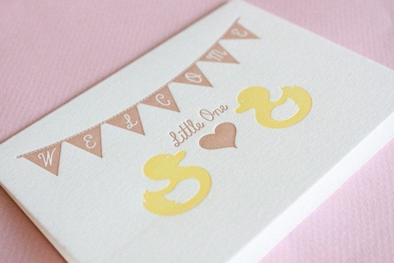 Rubber Ducky Baby Love-Letterpress Printed Blank Card image 1