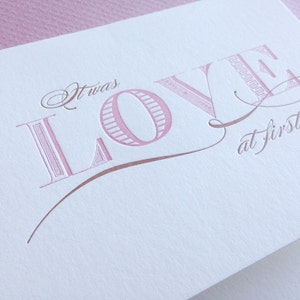 First Kiss Letterpress Printed Blank Card image 3