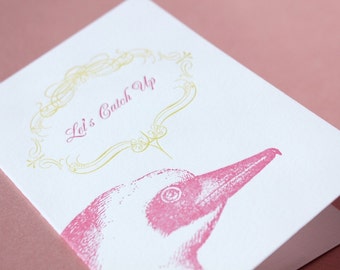 Let's Catch Up-Letterpress Printed Single Blank Card