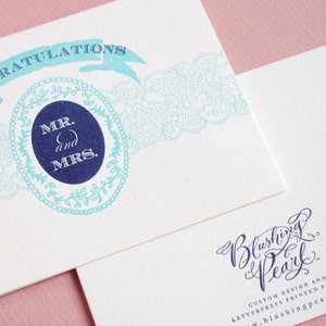 Congratulations Mr. and Mrs. Letterpressed Printed Single Blank Card image 3