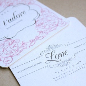 Je T'Adore Letterpress Printed 2-Color Coasters QTY/10 image 3