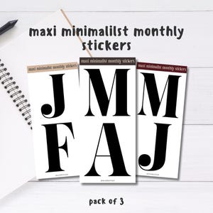 Maxi minimalist monthly stickers, Elegant aesthetic journal and planner stickers, Monthly Journaling Stickers, Bujo stickers
