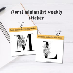 Minimalist weekly stickers, Elegant aesthetic journal and planner stickers, Weekly Journaling Stickers, Bujo stickers