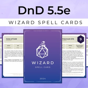 Cartas de Magia de Mago DnD 5.5e - Manual do Jogador 2024 - PDF para impressão Nível 0-9
