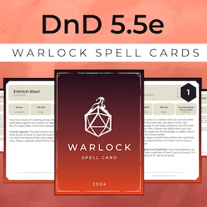 DnD 5.5e Warlock Spell Cards - Manuale del Giocatore 2024 - PDF Stampabile Livello 0-9
