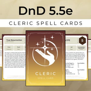 Cartas de hechizos de clérigo de DnD 5.5e - Manual del jugador 2024 - PDF imprimible Nivel 0-9