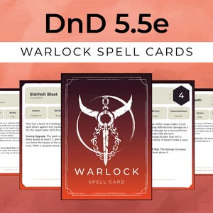 Warlock Spell Cards - 2024 5.5E Compatible - Printable PDF Level 0-9