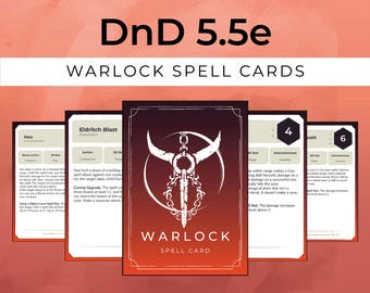 Warlock Spell Cards - 2024 5.5E Compatible - Printable PDF Level 0-9