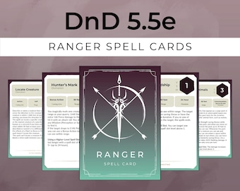 Ranger Spell Cards - 2024 5.5E Compatible - Printable PDF Level 0-9