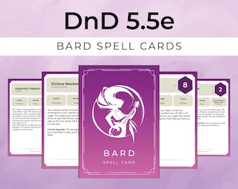 Bard Spell Cards - 2024 5.5E Compatible - Printable PDF Level 0-9