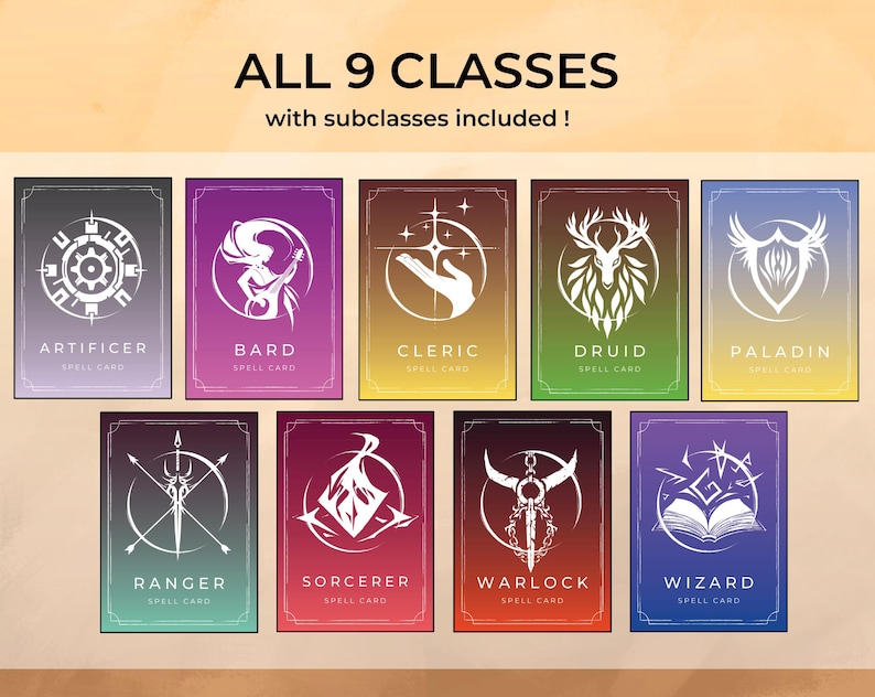 Dnd 2024 Spellcards Bundle - 5.5E Compatible - Printable PDF Level 0-9 ...