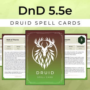 DnD 5.5e Druid Spell Cards - Spelershandboek 2024 - Afdrukbare pdf niveau 0-9