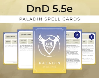 Paladin Spell Cards - 2024 5.5E Compatible - Printable PDF Level 0-5