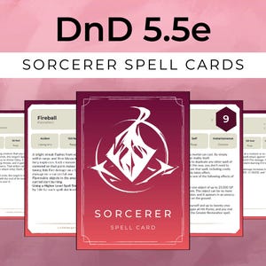 Sorcerer Spell Cards - 2024 5.5E Compatible - Printable PDF Level 0-9
