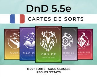 Pack de sortes DnD 2024 (SRD 5.2.1) - Compatible 5.5E - PDF imprimable de niveau 0-9