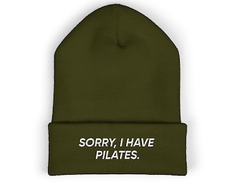 Gorro de pilates con bordado / Gorro de pilates con vuelta / Regalo para instructores de pilates / Gorro para entrenamiento de pilates / Ropa deportiva