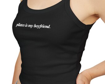 Pilates is my Boyfriend Tanktop | Kurzes Pilates-Top mit Spaghettiträgern | Pilates-Tanktop | Pilates-Trainingstop | Pilates-Sportbekleidung