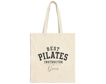 Best Pilates Instructor Tote Bag | Personalized Name Canvas Tote