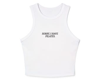 Minimalistische microrib racerback tanktop | Aansluitende slanke basic crop-trainingstanktop dames | Pilates Yoga Athleisure Essential