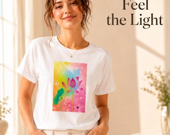 Camiseta Pastel Lotus, Camiseta de Yoga para Cura Espiritual, Presente para Meditação, Camiseta Estilo Boho para Ela