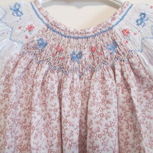Ready to Ship! Hand Smocked Bishop Dress in Floral Print with Angel Sleeves - Size 2