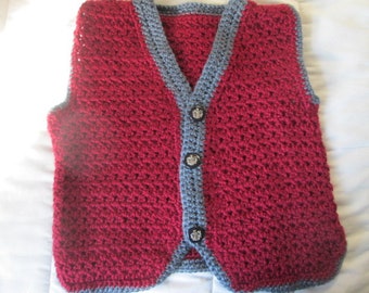 Boy's Vest, Crocheted, Size 5