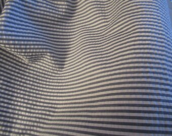 Seersucker Fabric, Wide Stripes, Blue and White