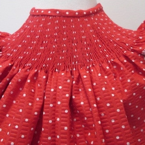 Ready to Smock Dress or Bubble - Bright red with white polka dot Tutti Frutti, Size 3M or 12M