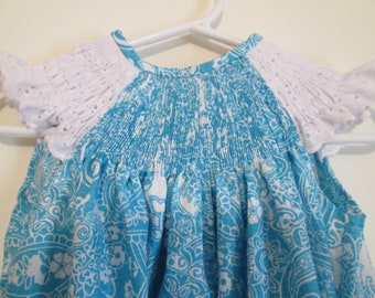 NEW! Peaceful Paisley Turquoise Girl's Bishop Style Dress or Bubble - Made to Order, Smocked or Ready to Smock