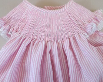 Ready to Smock Girl's Bishop Dress or Bubble - Striped Seersucker