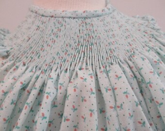Ready-To-Smock Girl's Bishop Dress - Cotton Lawn Print, Size 6M