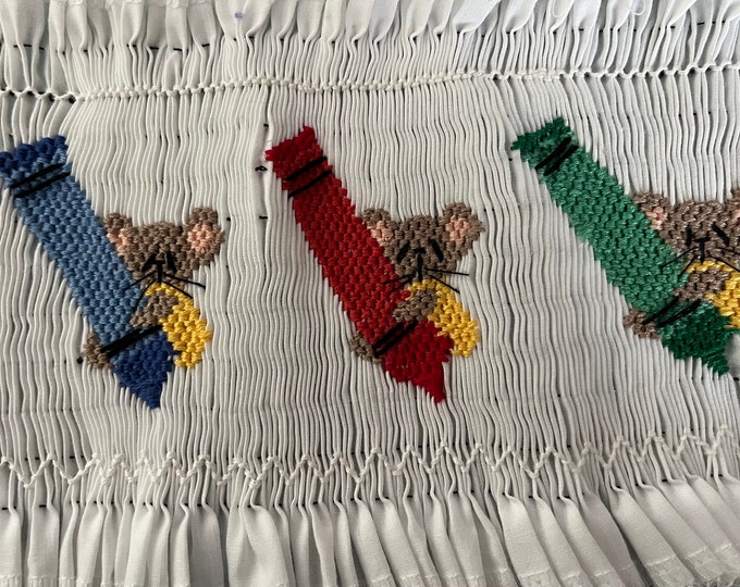 Smocked Insert for Child Garment - Crayons & Mice - Etsy
