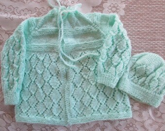 Knitted Two Piece Baby Set - Green