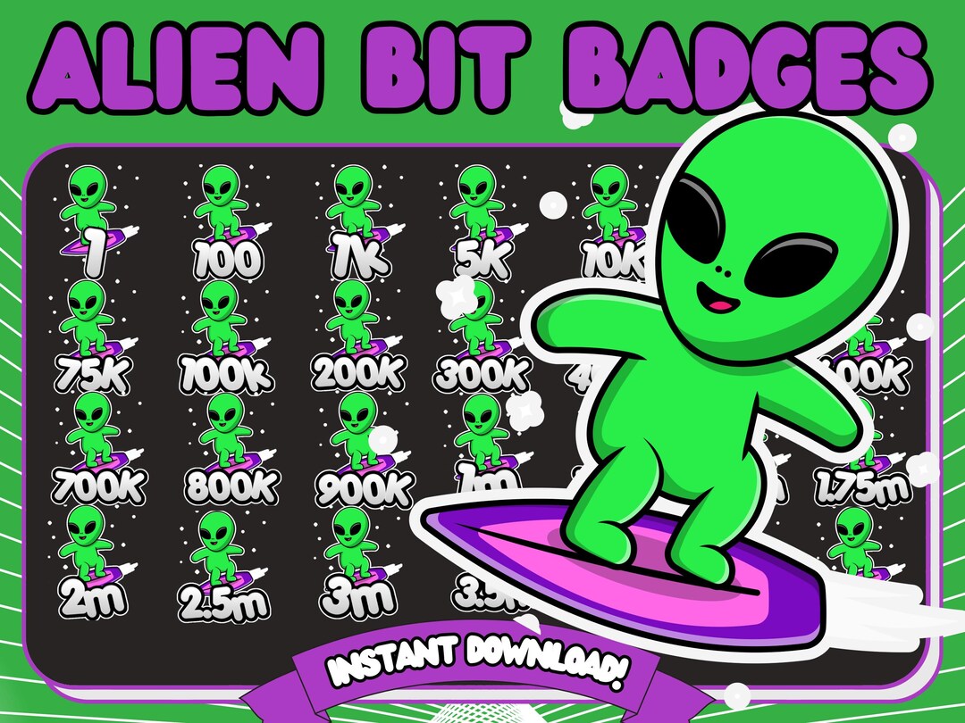 Surfing Alien Bit Badges: Twitch Emotes (digital Download) - Etsy
